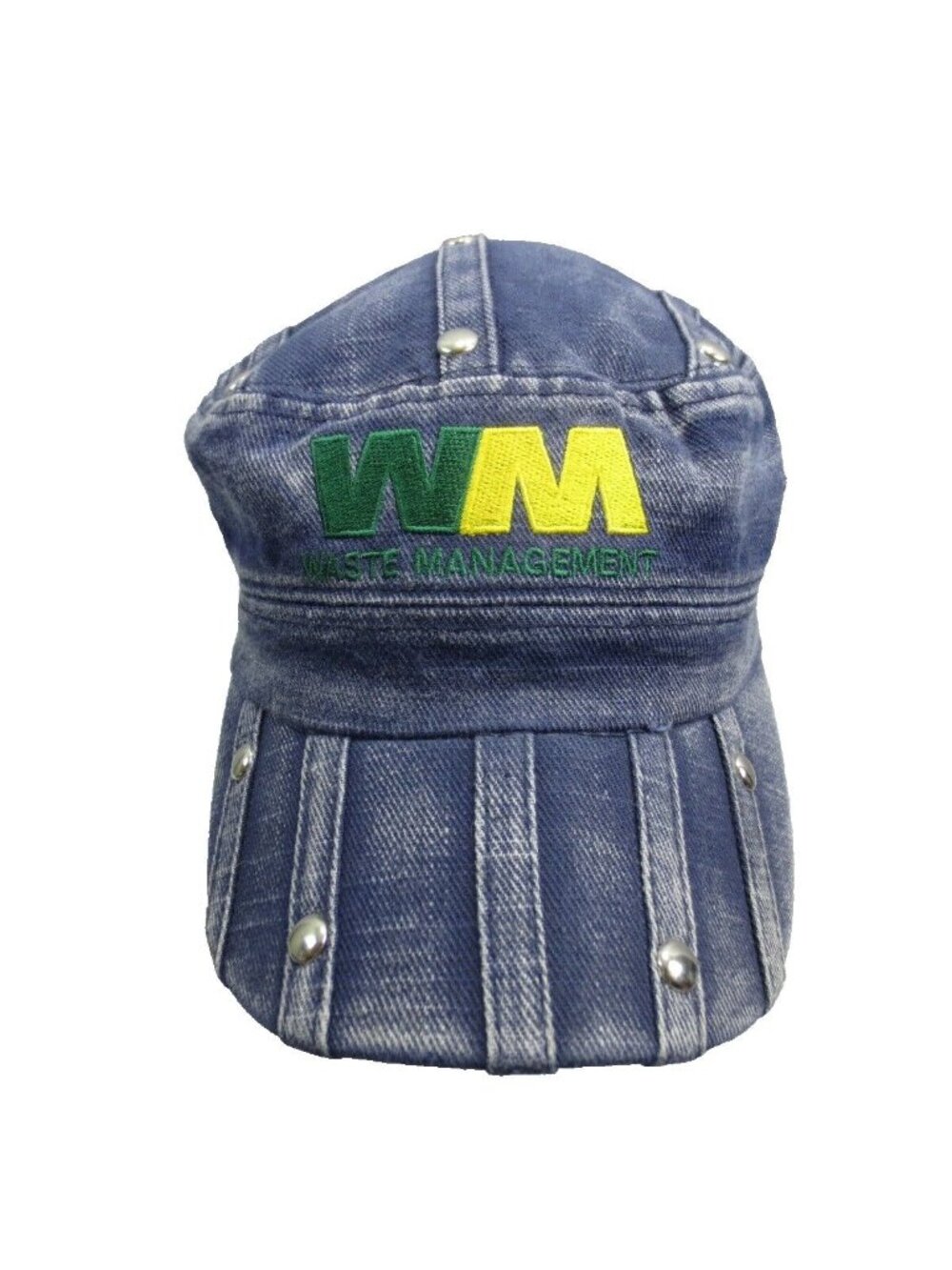 NWT heve Military Cadet Army Style Blue Hat Cap Distressed Waste Management Stud